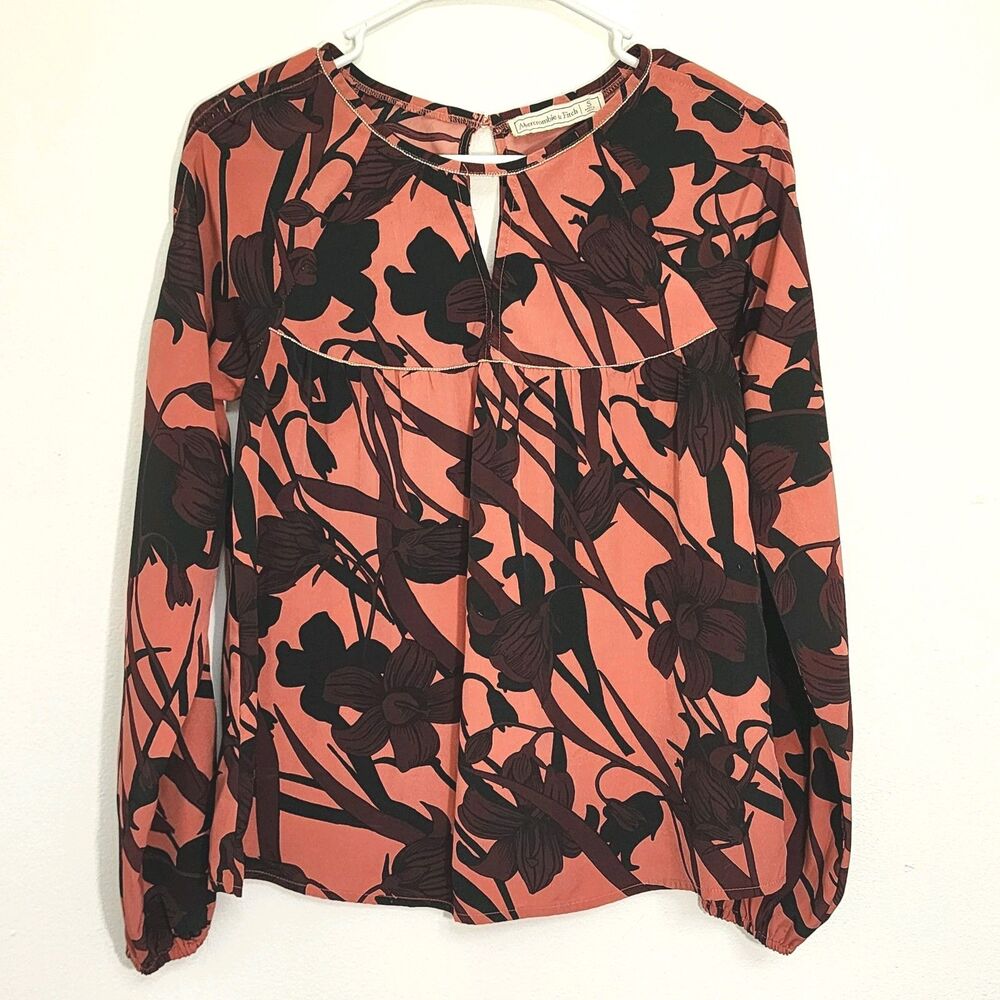 Abercrombie & Fitch Floral Babydoll Top Blouse Sz. Small Y2K keyhole Neck